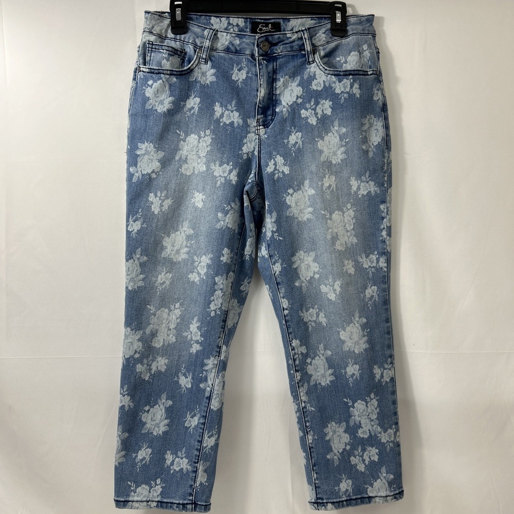 Earl Denim Women's Jean Crop Ankle Floral Wash White Print Size 14 Streetwear